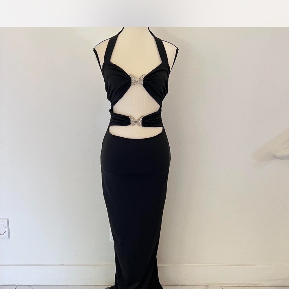 Elegant Black Halter Dress